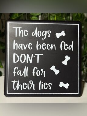 Funny Dog Metal Tabletop Sign in Black and White